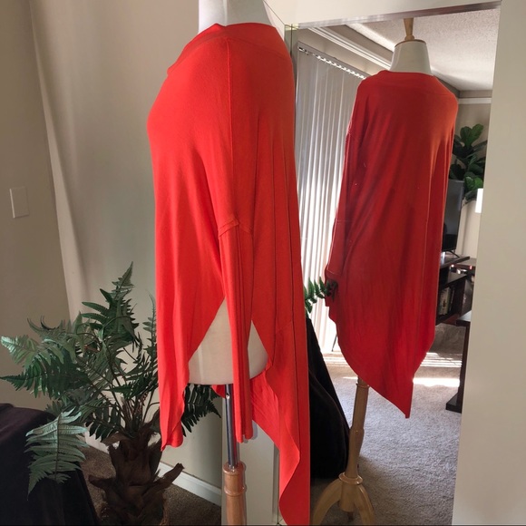 NWOT Free People Bright Orange Asymmetrical Top - Picture 2 of 7